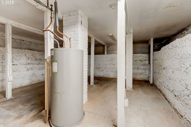 basement with water heater