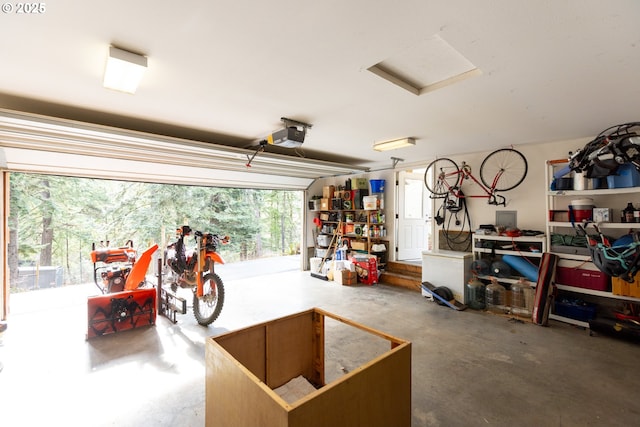 garage with a garage door opener