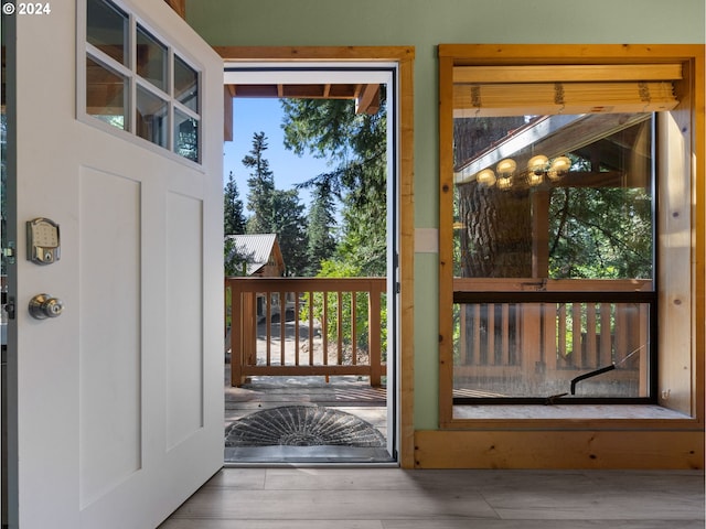 entryway featuring hardwood / wood-style flooring