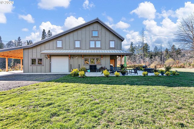 45650/45646 Mckenzie Hwy, Vida, OR 97488 - view of front of property with board and batten siding, a front lawn, and driveway