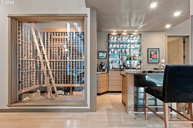 wine room featuring light wood-type flooring