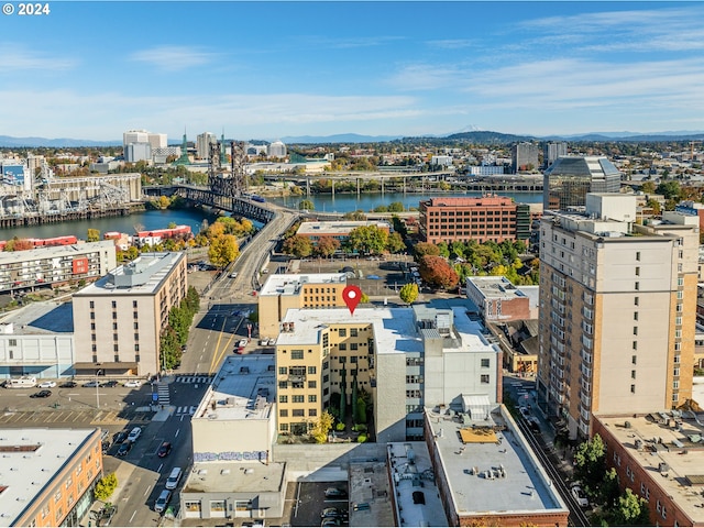 411 NW Flanders St Unit 805, Portland, OR 97209 - birds eye view of property with a city view and a water and mountain view