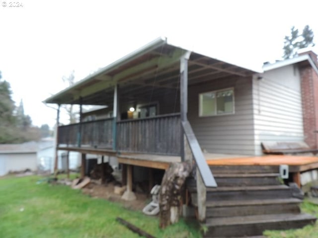 back of house featuring a lawn