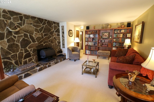 living room with carpet flooring