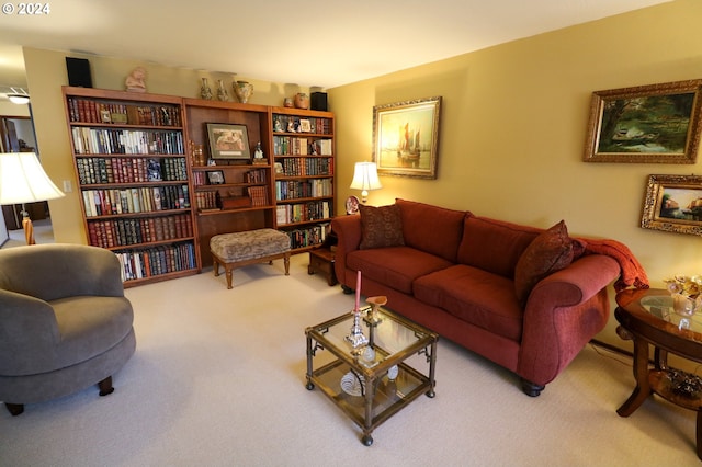 living room with carpet flooring