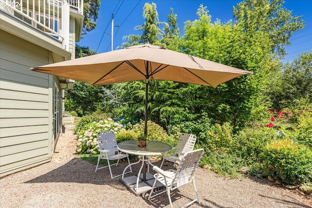 view of patio / terrace featuring a balcony