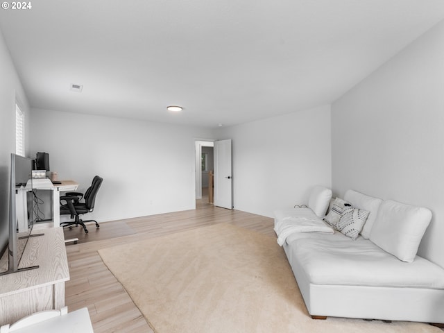 home office featuring light wood-type flooring