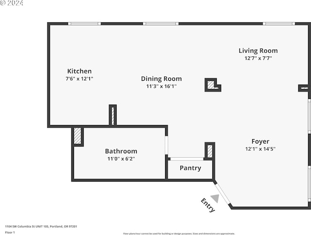 1104 SW Columbia St Unit 105, Portland, OR 97201 - view of home floor plan