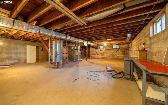 basement with heating unit