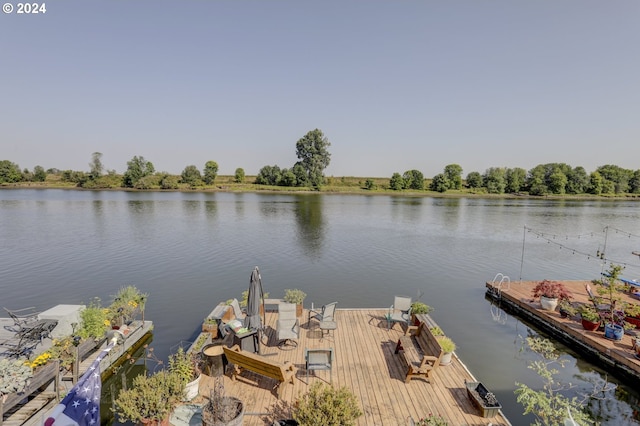 view of dock featuring a water view