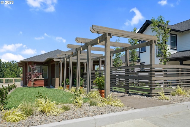 exterior space with a pergola