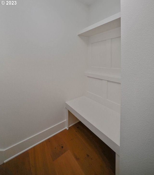 mudroom with hardwood / wood-style floors