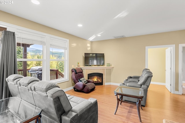 living room with light wood-type flooring