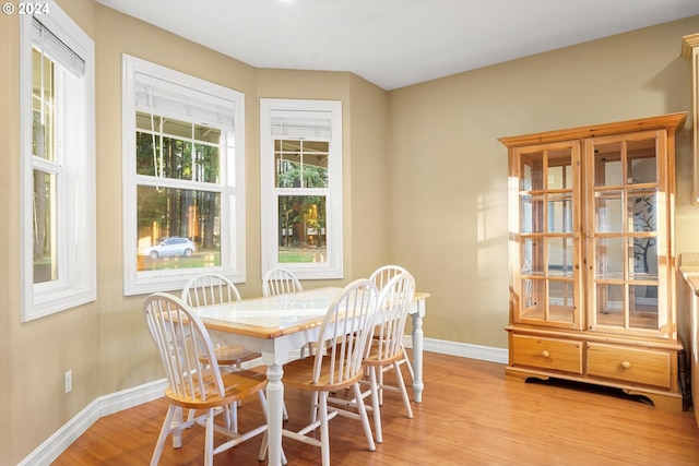 dining room with light wood-type flooring