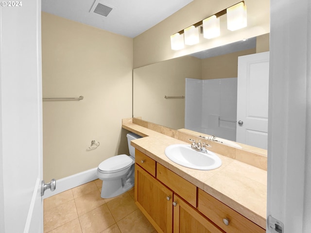 bathroom with tile patterned floors, toilet, and vanity