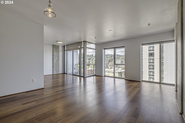 unfurnished room with hardwood / wood-style flooring