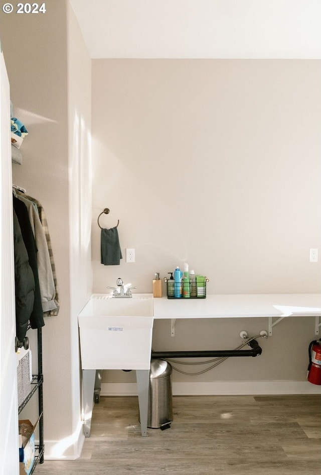 bathroom featuring hardwood / wood-style floors