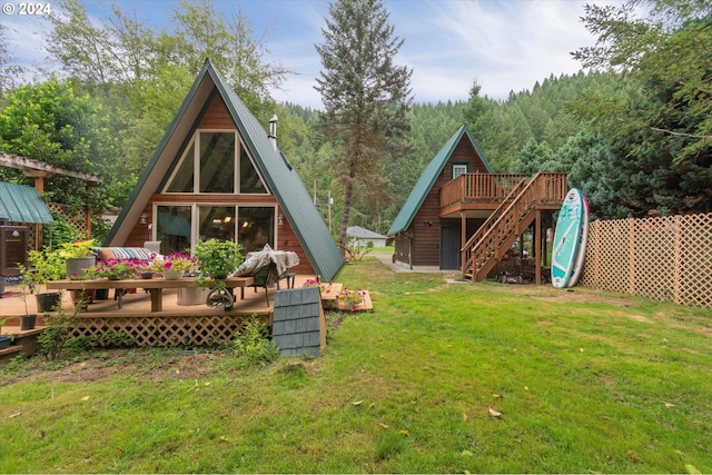 view of yard featuring a deck