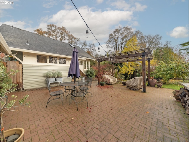 view of patio / terrace featuring a pergola