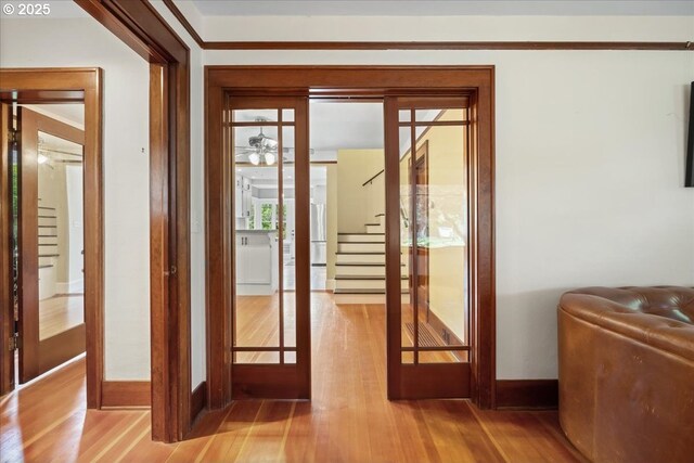 1718 23rd Ave, Forest Grove, OR 97116 - doorway featuring wood finished floors, baseboards, stairs, and healthy amount of natural light