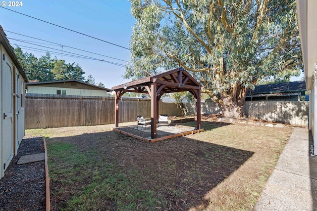 view of yard with a gazebo