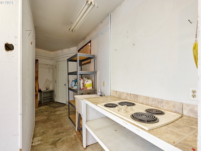 kitchen with white electric cooktop