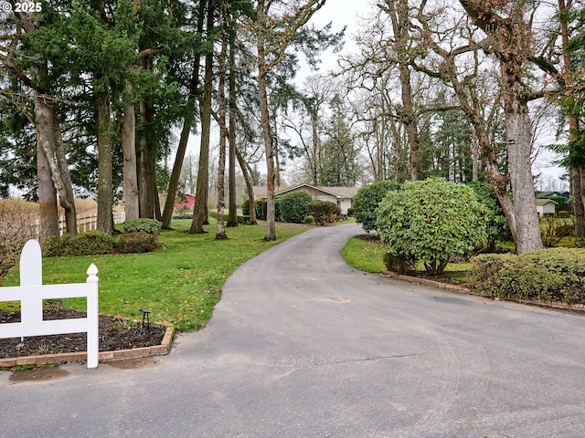 view of property's community with a lawn