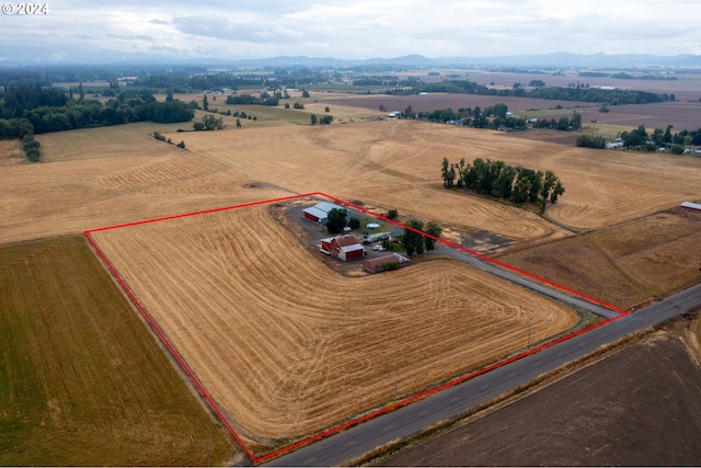 birds eye view of property featuring a rural view