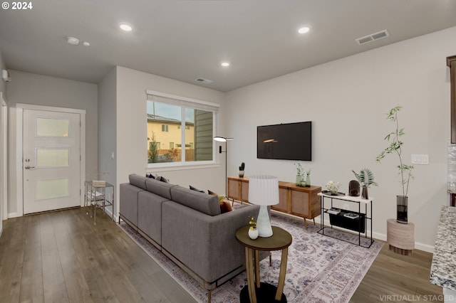 living room with light wood-type flooring