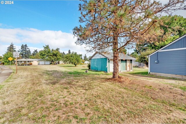 view of yard with an outbuilding