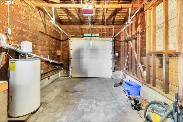 garage featuring gas water heater