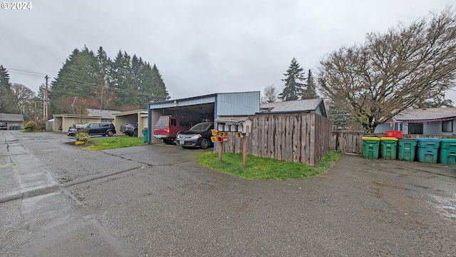 exterior space with a garage