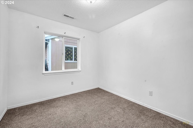 carpeted spare room featuring a textured ceiling