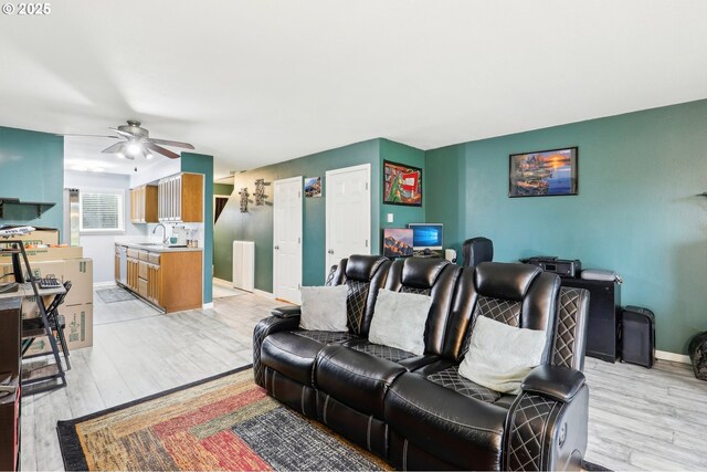 1763 NE 19th St, Gresham, OR 97030 - living area with ceiling fan and light wood-style floors