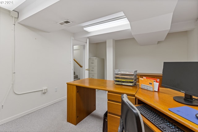 view of carpeted office space