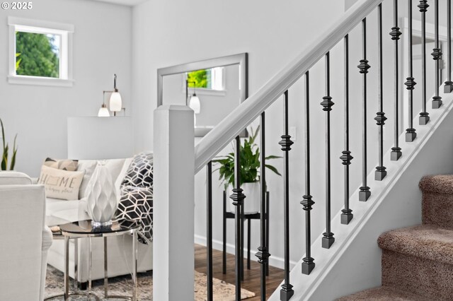 1010 NW 1st St, Dundee, OR 97115 - staircase with wood finished floors and a wealth of natural light