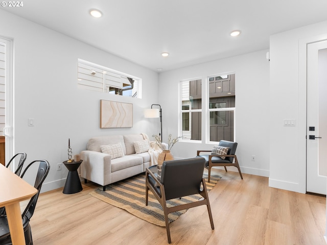 living room featuring light wood-type flooring