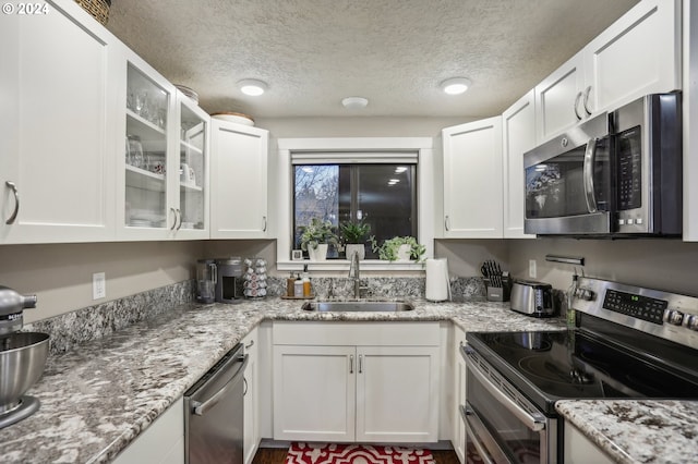 kitchen featuring white cabinets, stainless steel appliances, and sink