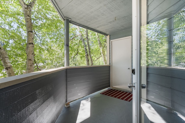 view of unfurnished sunroom