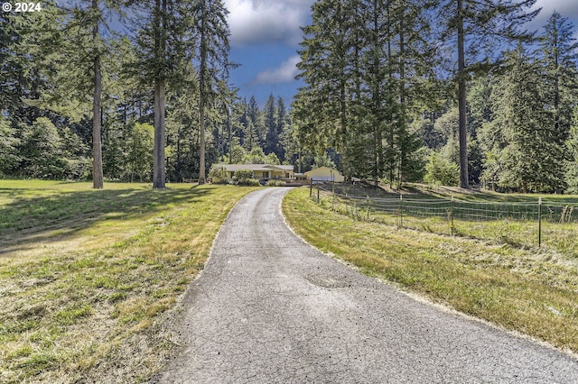 view of street with a rural view