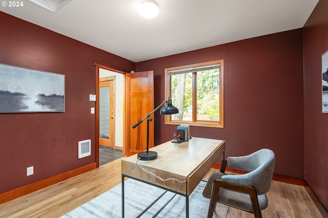 office area featuring hardwood / wood-style flooring