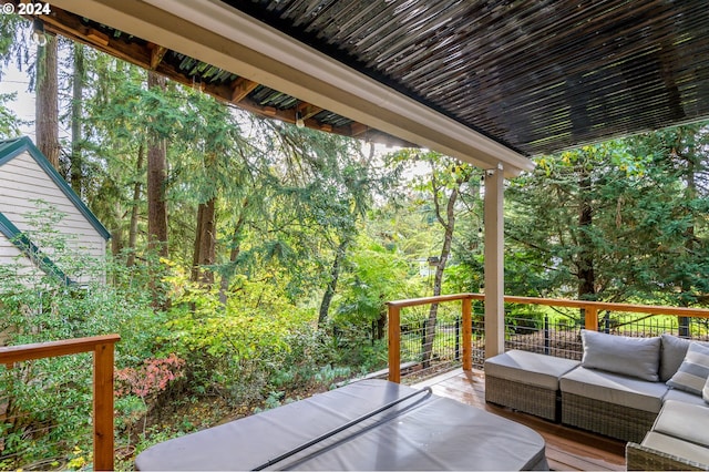 deck with an outdoor hangout area