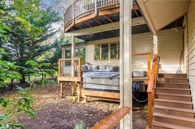 exterior space featuring a wooden deck