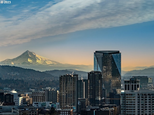 view of city featuring a mountain view