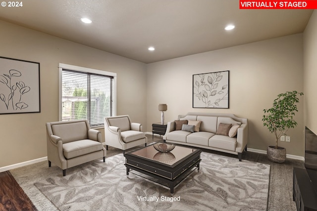 living room with hardwood / wood-style flooring