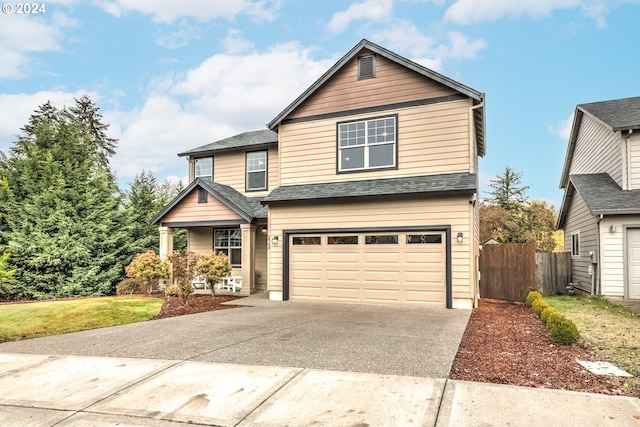 front facade with a garage