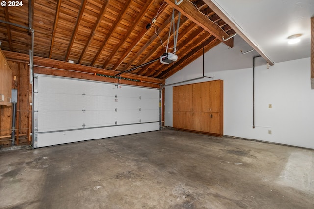 garage with a garage door opener