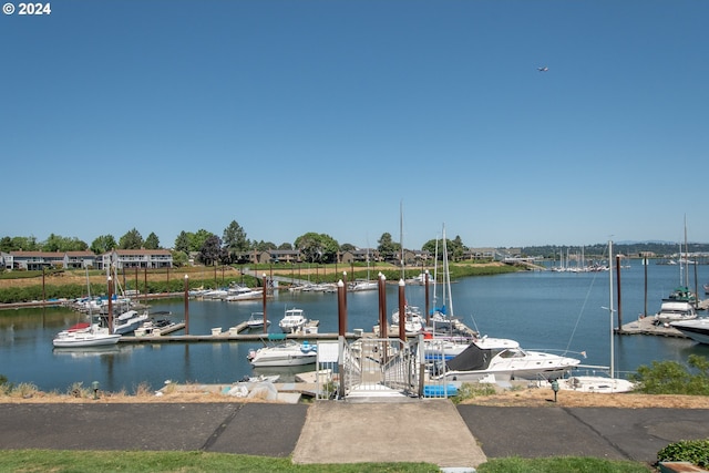 dock area featuring a water view