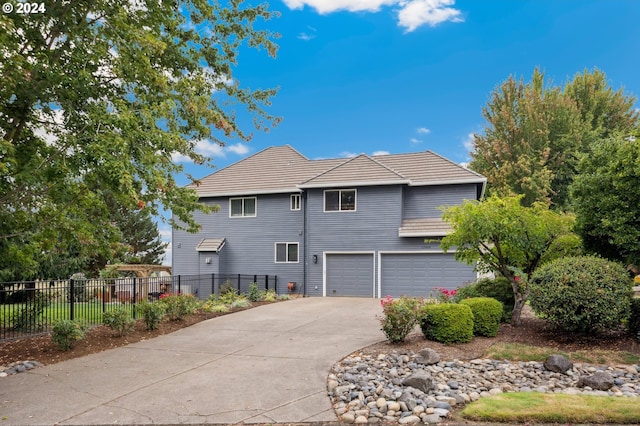 exterior space featuring a garage