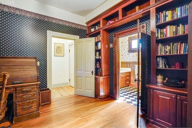 office area featuring light wood-type flooring